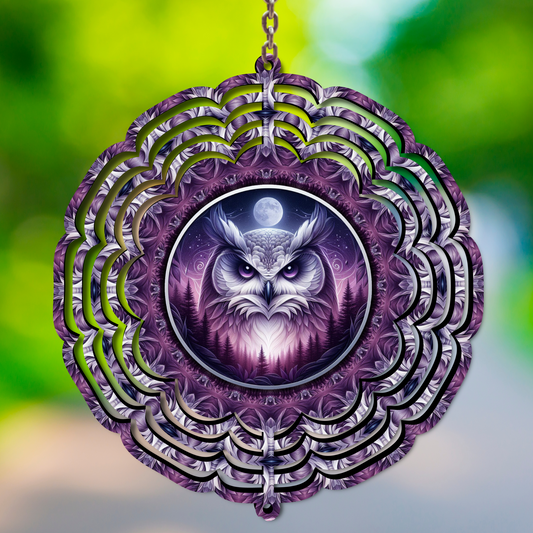Purple Moon and Owl Wind Spinner