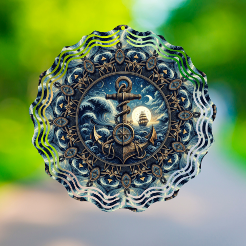 Navy Anchor Wind Spinner