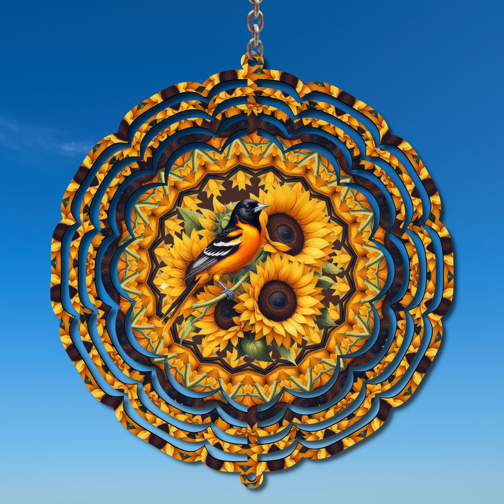 Oriole Bird and Sunflowers Wind Spinner - Wind Spinner
