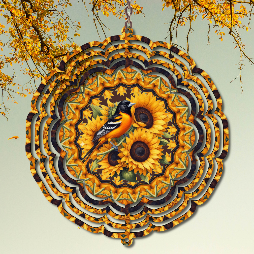 Oriole Bird and Sunflowers Wind Spinner - Wind Spinner