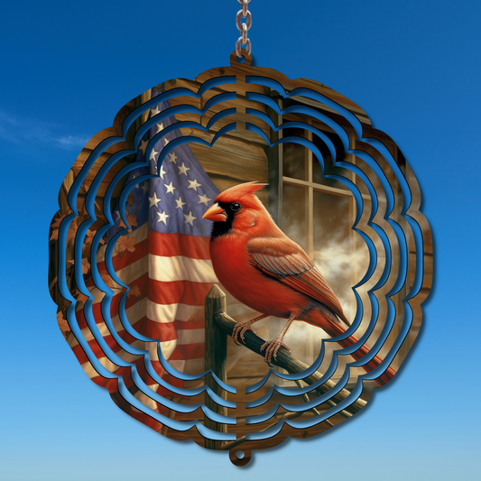 Patriotic Cardinal Wind Spinner