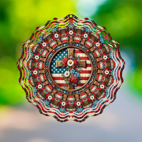 Patriotic Cross Wind Spinner