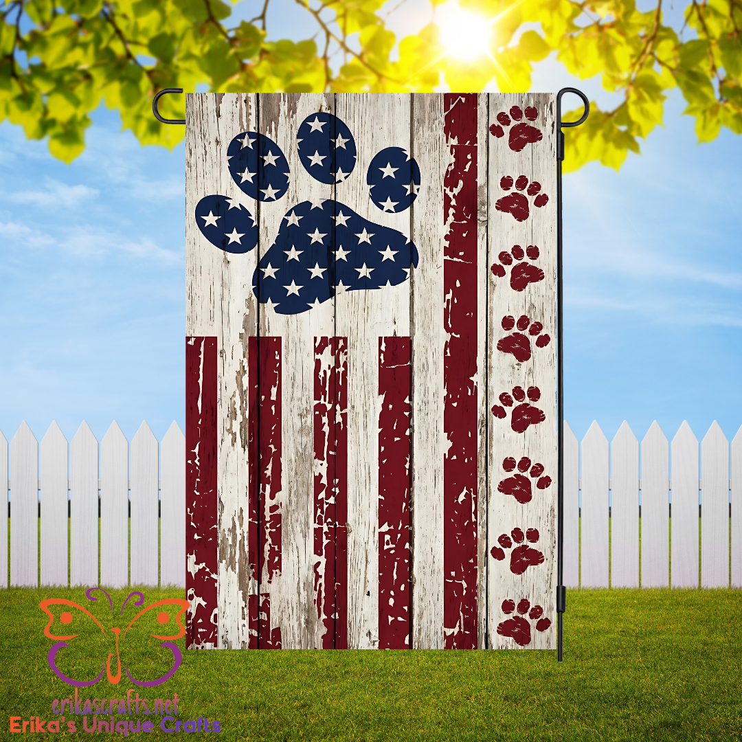 Paws American Flag Garden Flag