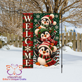 Penguins Christmas Welcome Garden Flag