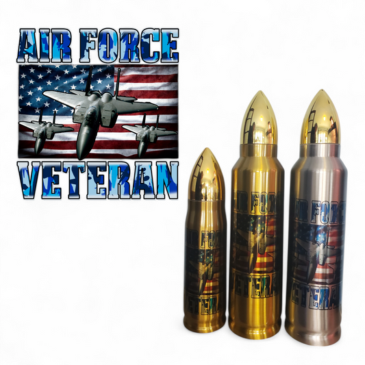 Air Force Veteran Bullet Thermos Tumbler