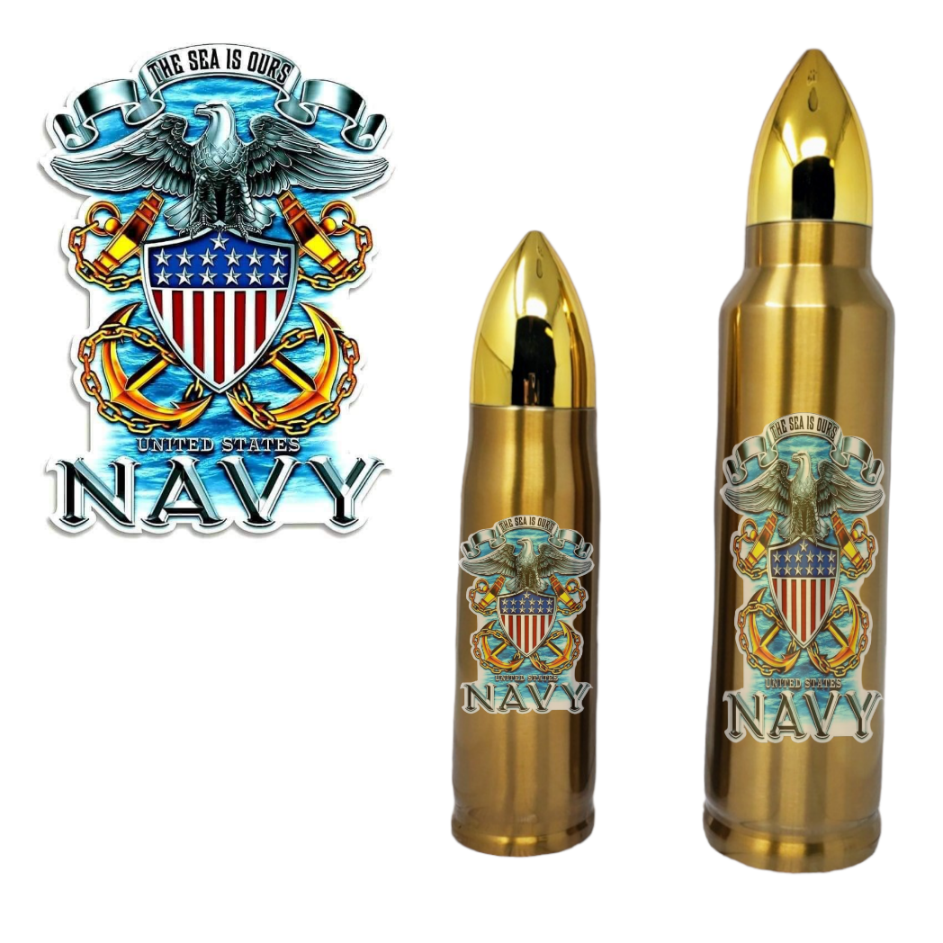 Navy The Seas Is Ours Bullet Thermos