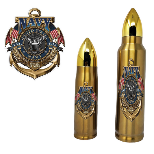 Navy Badge Bullet Thermos