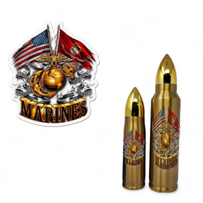 Marine Corp Logo and Flags Bullet Thermos (Copy)