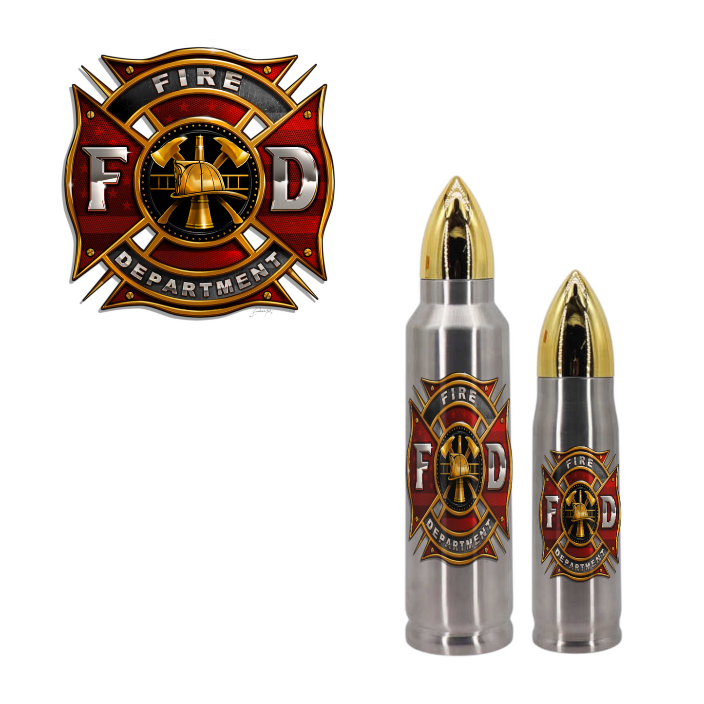 Fire Dept Maltese Cross Bullet Thermos