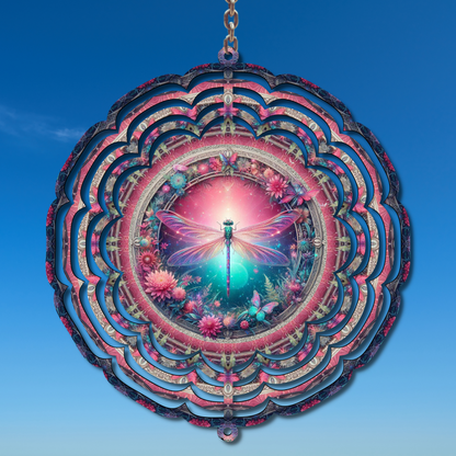 Pink Dragonfly Wind Spinner