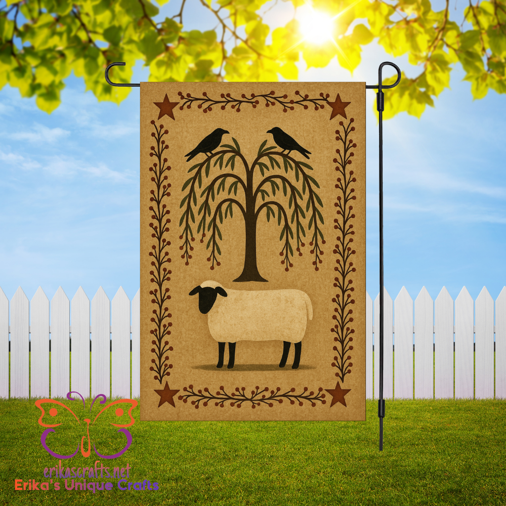 Primitive Sheep Garden Flag