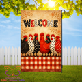 Primitive Chickens Welcome Garden Flag