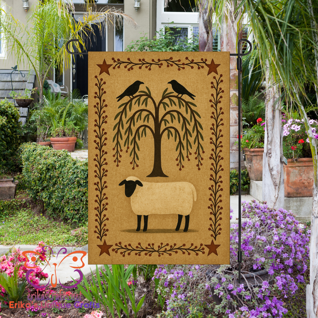Primitive Sheep Garden Flag
