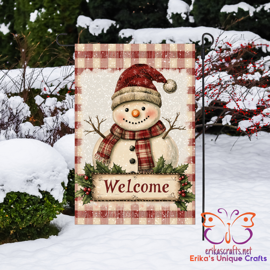 Primitive Snowman Garden Flag