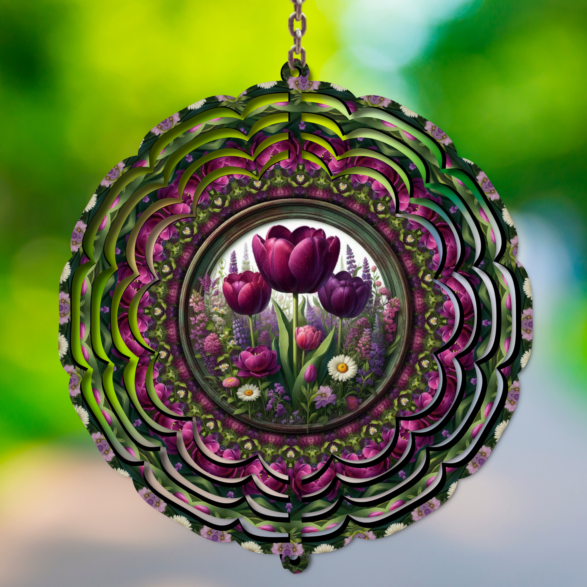 Purple Tulips Wind Spinner
