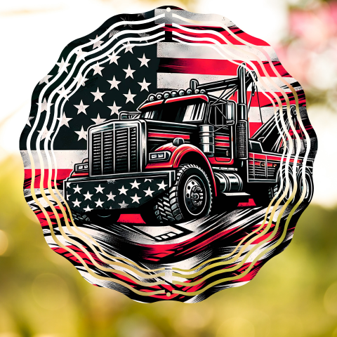 Red Tow Truck Wind Spinner