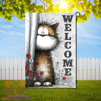 Shy Cat Welcome Garden Flag
