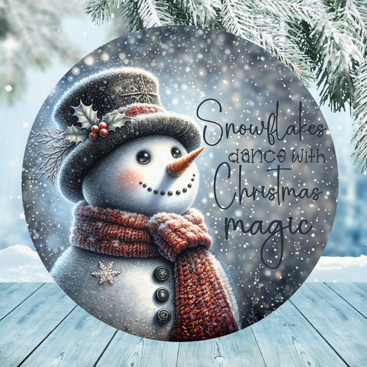 Snowman Magic Of Christmas Round Hanging Door Sign