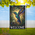 Stained Glass Hummingbird Garden Flag