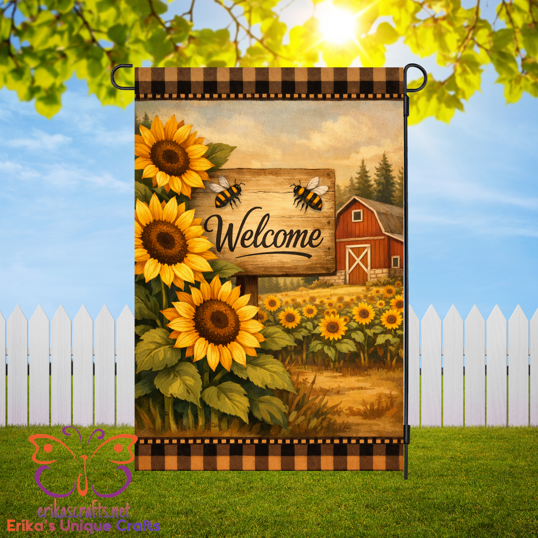 Sunflower Barn Welcome Garden Flag