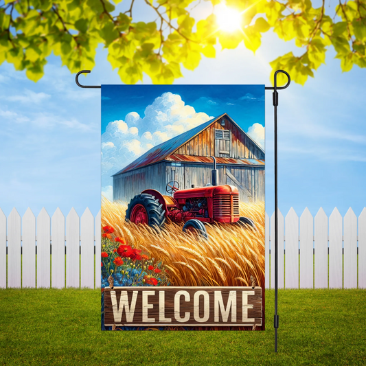 Tractor Welcome Garden Flag