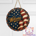 US Flag Welcome Door Sign