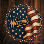 US Flag Welcome Door Sign
