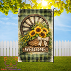 Sunflower Wagon Wheel Flag Garden Flag