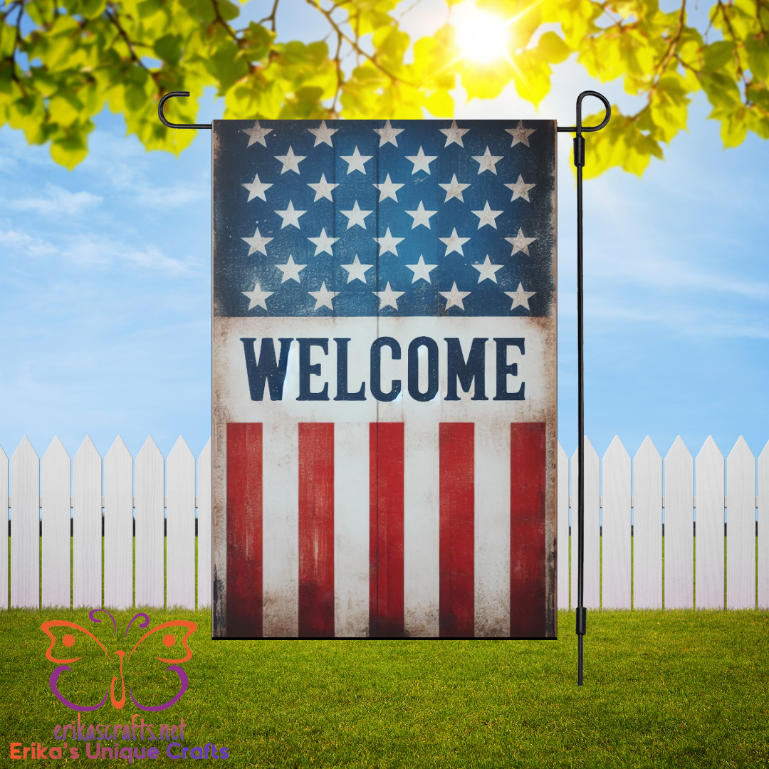 Welcome US Flag Garden Flag
