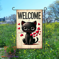 Welcome Kitty Hearts Garden Flag