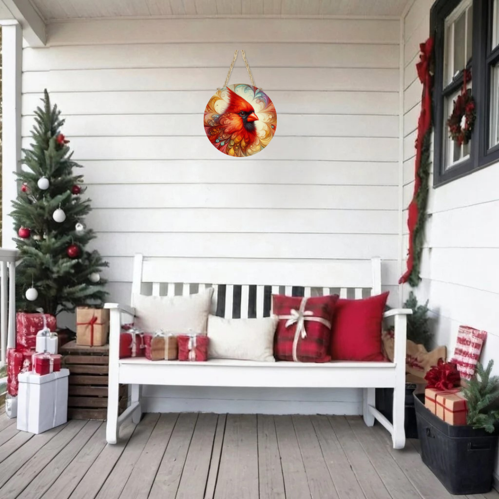 Abstract Cardinal Round Hanging Door Sign - Door Sign