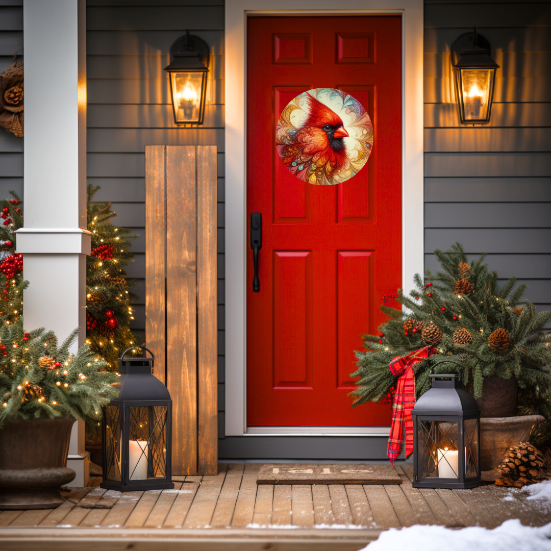 Abstract Cardinal Round Hanging Door Sign - Door Sign