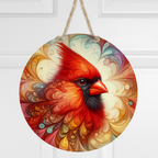 Abstract Cardinal Round Hanging Door Sign - Door Sign