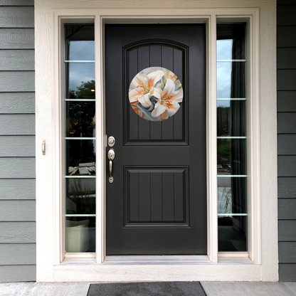 Abstract Lilies Round Hanging Door Sign - Door Sign