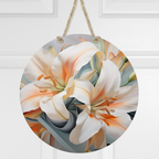 Abstract Lilies Round Hanging Door Sign - Door Sign