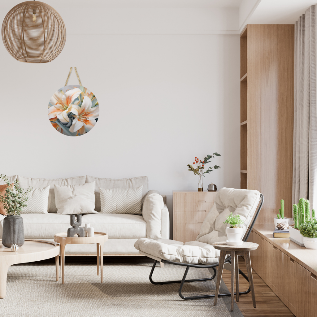 Abstract Lilies Round Hanging Door Sign - Door Sign