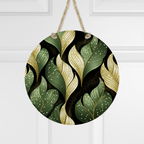Abstract Plant Leaves Round Hanging Door Sign - Door Sign