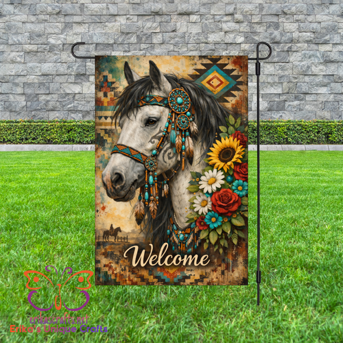 Aztec Horse Welcome Garden Flag - Garden Flag