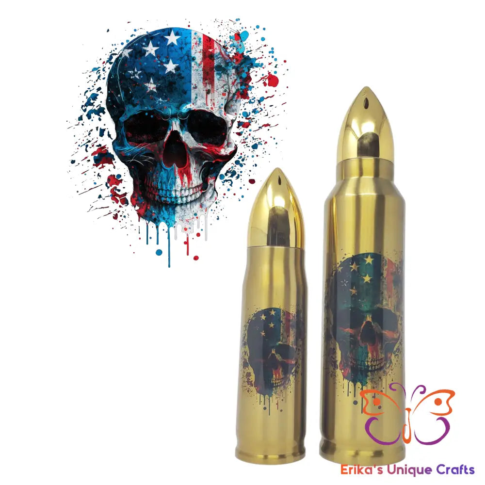 American Flag Splash Skull Bullet Thermos