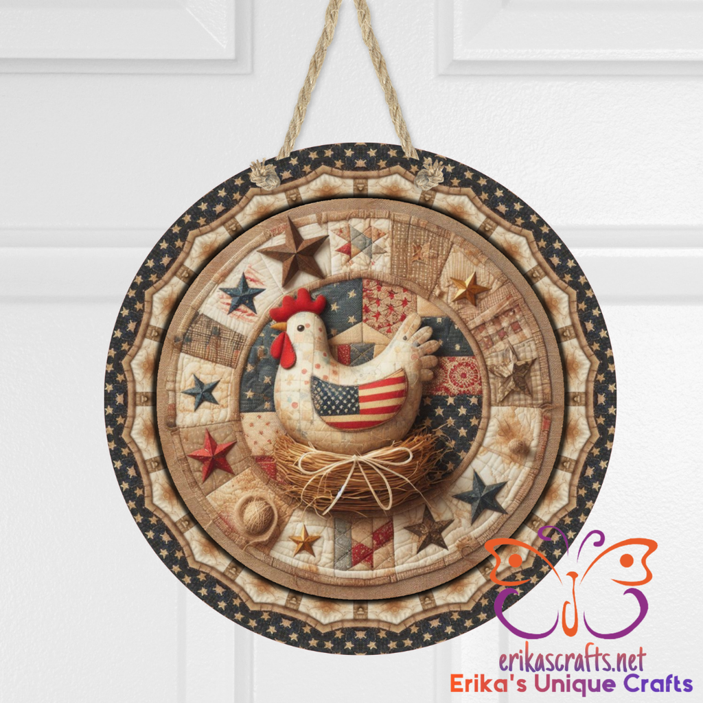 Americana Chicken  Metal Door Sign