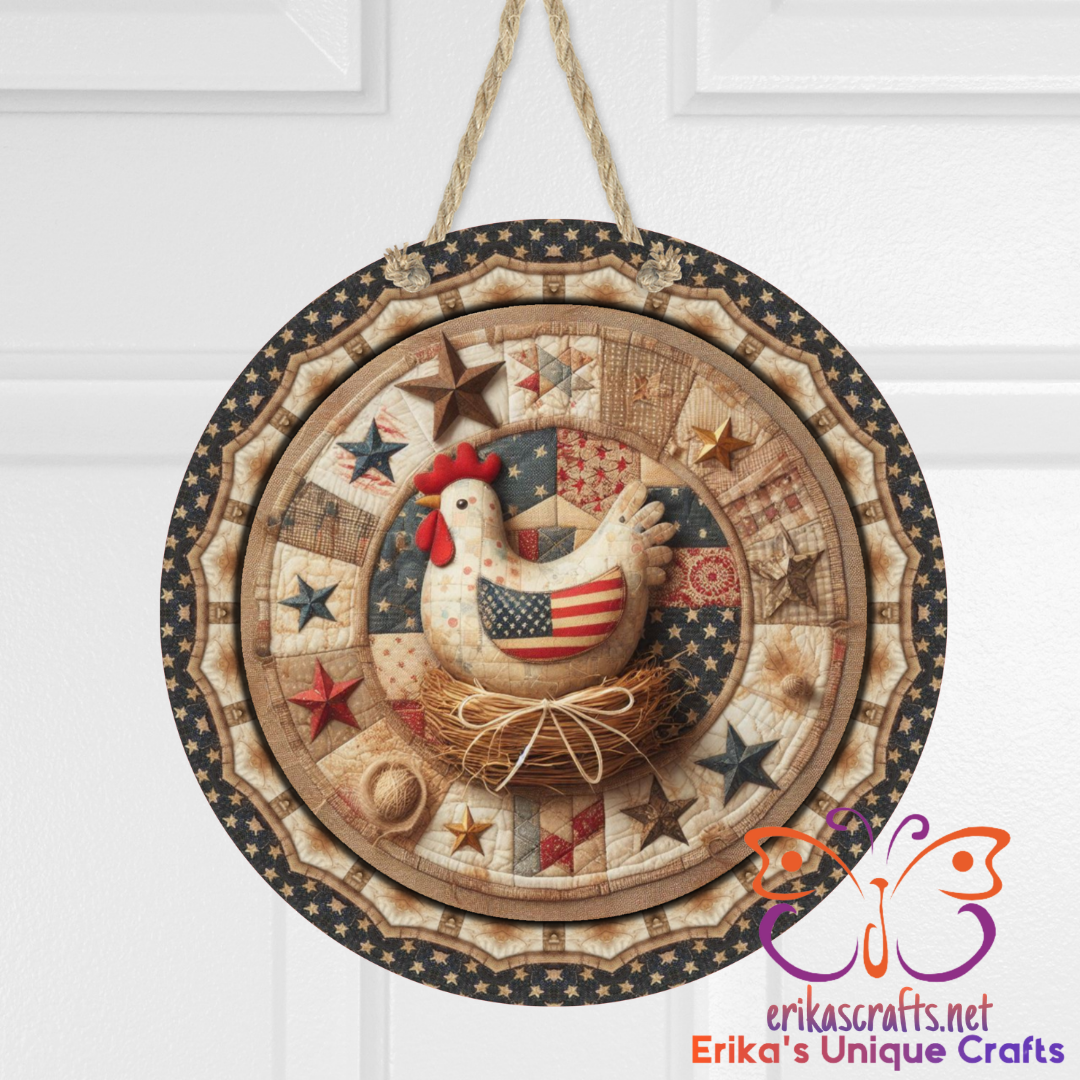 Americana Chicken  Metal Door Sign