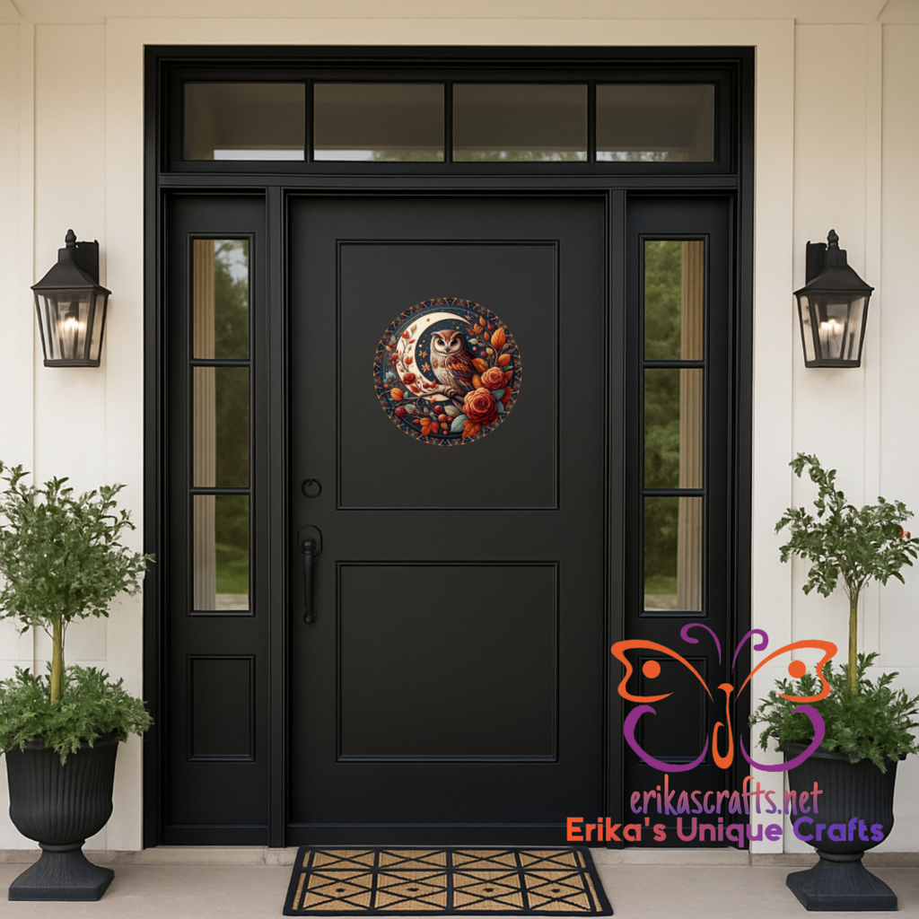 Fall Owl Metal Door Sign