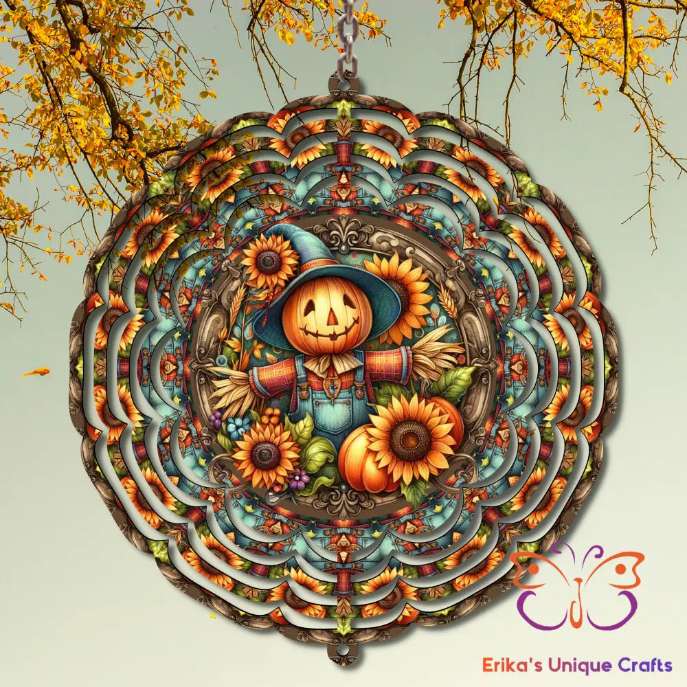 Autumn Scarecrow and Sunflowers Wind Spinner Wind Spinner