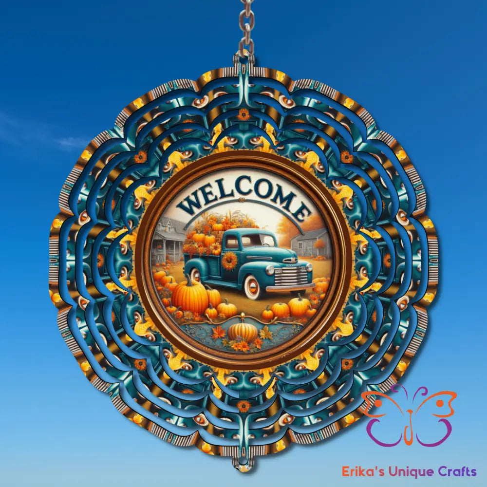 Autumn Truck Welcome Wind Spinner Wind Spinner