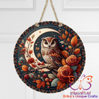 Fall Owl Metal Door Sign