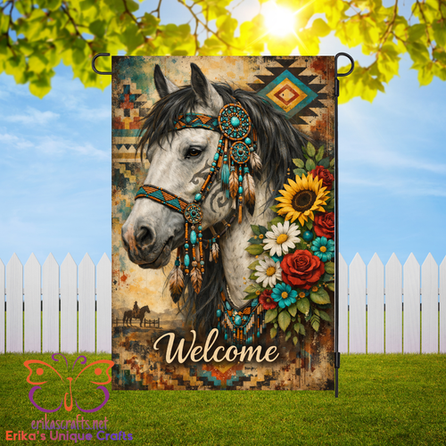 Aztec Horse Welcome Garden Flag - Garden Flag