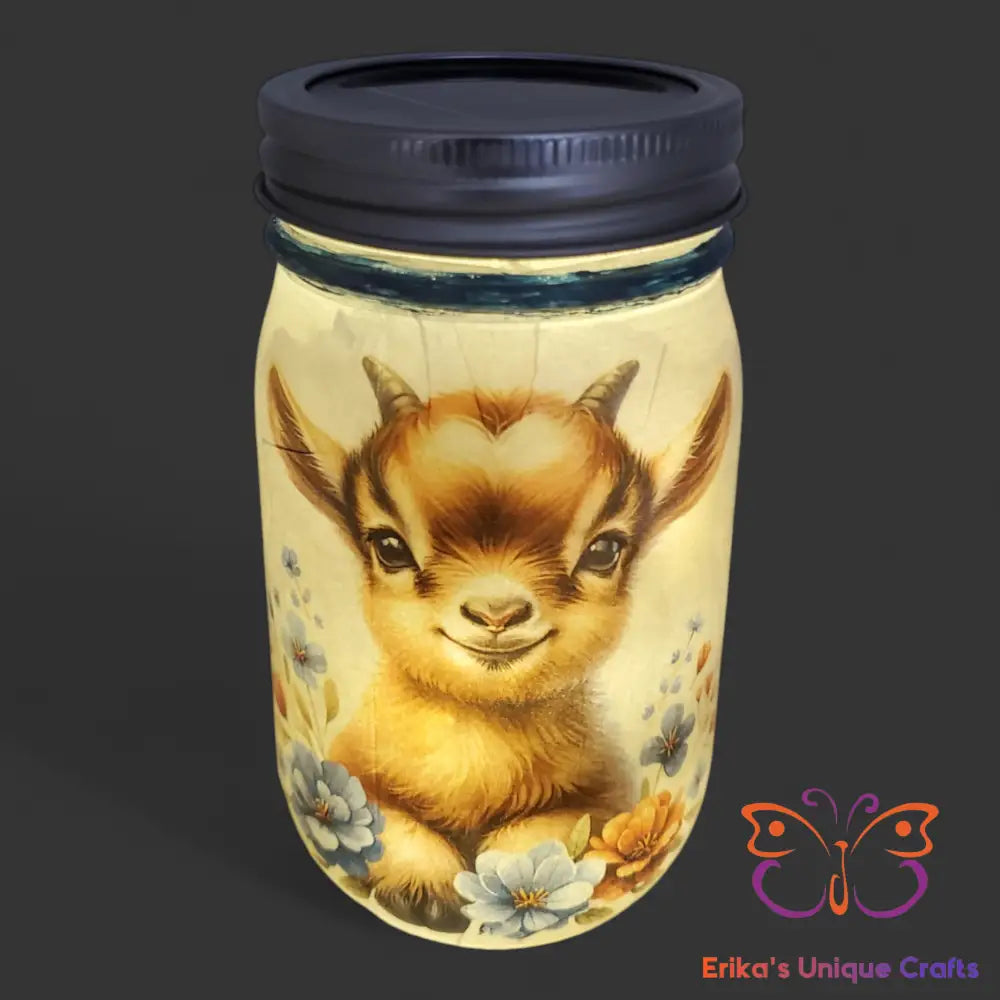 Baby Goat Mason Jar Solar Lights Mason Jar