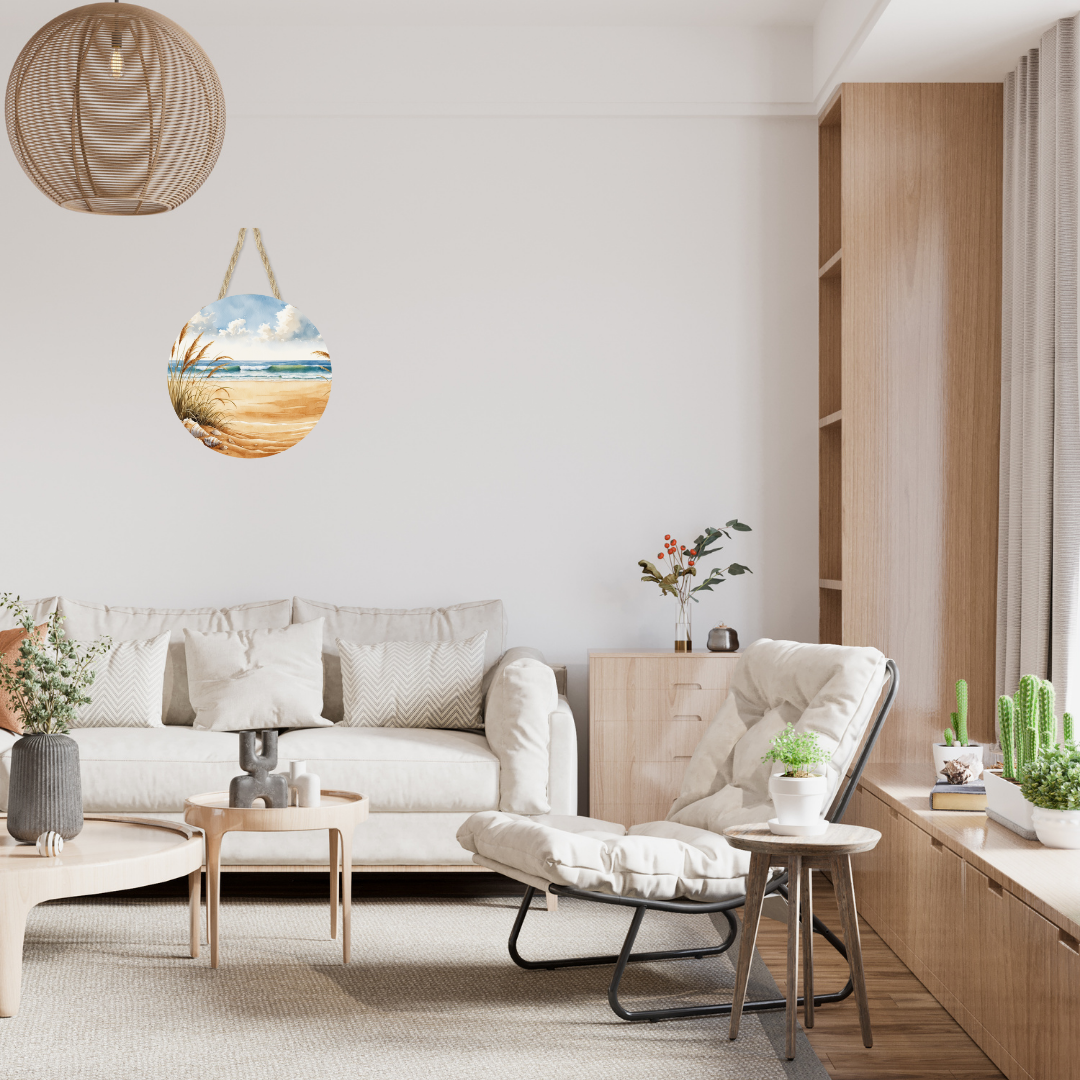 Beach Grass Round Hanging Door Sign - Door Sign