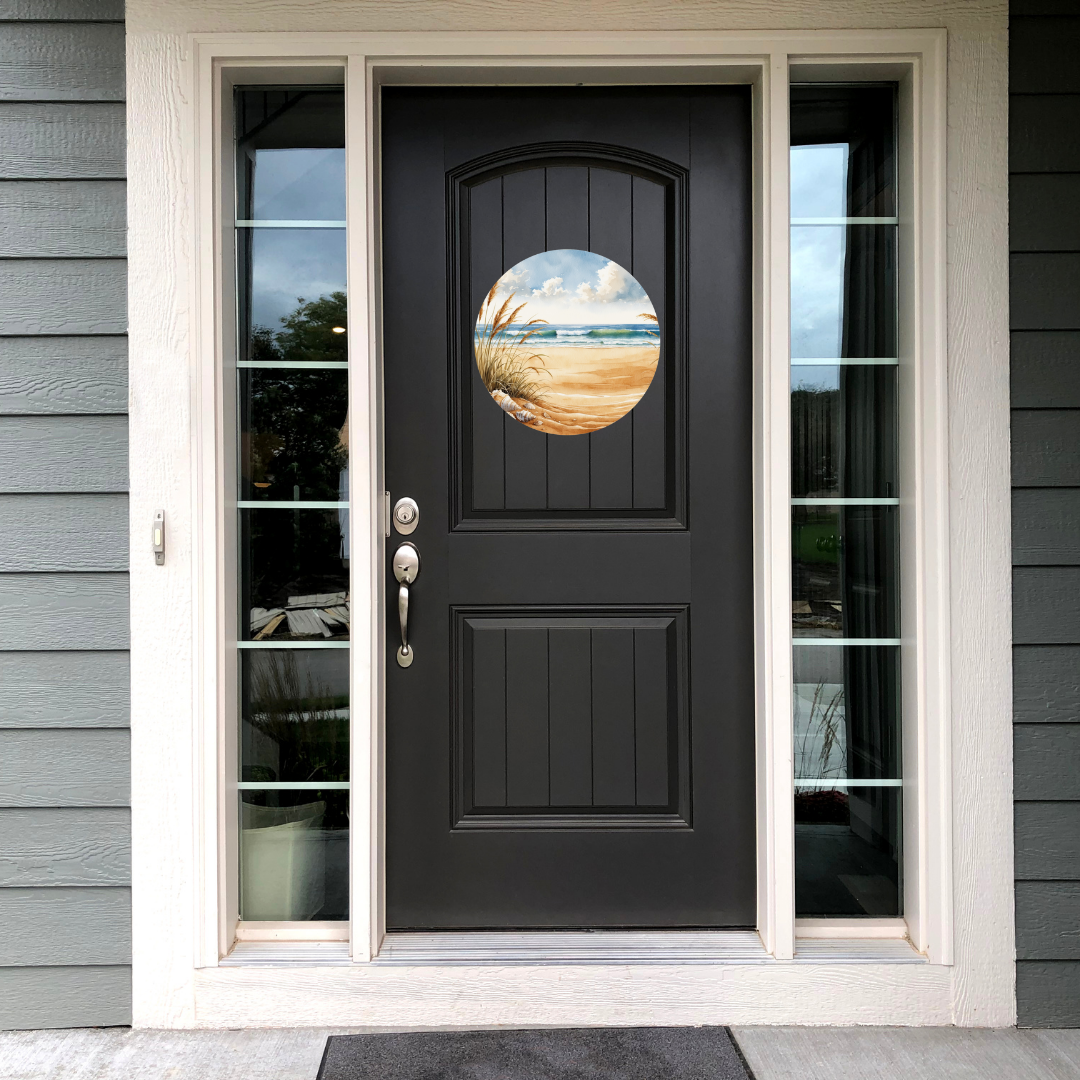 Beach Grass Round Hanging Door Sign - Door Sign