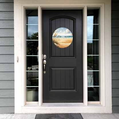 Beach Grass Round Hanging Door Sign - Door Sign